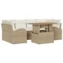 Juego de Comedor de Jardín de 7 Piezas con Cojines Beige Ratán Sintético Acacia by , Outdoor sofas - Ref: Foro24-3349539, Pri...