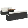 Conjunto de Comedor de Jardín de 8 Piezas con Cojines Negros de Ratán Polimérico | Foro24.es | Tu tienda online para hogar, jardín y más Foro24.es