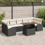 Conjunto de Comedor de Jardín de 8 Piezas con Cojines Negro de Rattan Polipropileno Acacia von , Outdoor-Sofas - Ref: Foro24-...