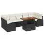 Conjunto de Comedor de Jardín de 8 Piezas con Cojines Negro de Rattan Polipropileno Acacia von , Outdoor-Sofas - Ref: Foro24-...