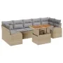 Conjunto de Comedor Jardín 8 Piezas con Cojines Beige Ratán Poliéster by , Outdoor sofas - Ref: Foro24-3349552, Price: 575,63...