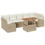 Set de Jardín de 8 Piezas con Cojines Beige Ratán Acacia by , Outdoor sofas - Ref: Foro24-3349553, Price: 608,39 €, Discount: %