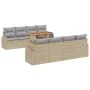 Conjunto de Comedor de Jardín de 9 Piezas con Cojines Beige Ratán Poliéster Acacia by , Outdoor sofas - Ref: Foro24-3349559, ...