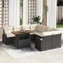 Conjunto de Comedor de Jardín de 9 Piezas con Cojines Negro de Ratán Sintético Acacia de , Sofás de exterior - Ref: Foro24-33...