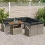 Juego de Comedor de Jardín de 9 piezas con Cojines Gris Ratán Poliéster Acacia by , Outdoor sofas - Ref: Foro24-3349565, Pric...