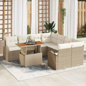 Conjunto de Jardín de 9 Piezas con Cojines Beige