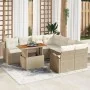Conjunto de Jardín de 9 Piezas con Cojines Beige Polirratán Acacia | Foro24.es | Tu tienda online para hogar, jardín y más Foro24.es