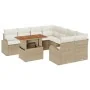 Conjunto de Jardín de 9 Piezas con Cojines Beige Polirratán Acacia | Foro24.es | Tu tienda online para hogar, jardín y más Foro24.es