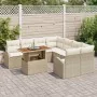 Conjunto de Jardín de 9 Piezas con Cojines Beige Polirratán Acacia | Foro24.es | Tu tienda online para hogar, jardín y más Foro24.es