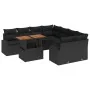 Juego de Comedor de Jardín de 9 Piezas con Cojines Ratán Poliratán Negro Acacia von , Outdoor-Sofas - Ref: Foro24-3349568, Pr...