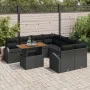 Juego de Comedor de Jardín de 9 Piezas con Cojines Ratán Poliratán Negro Acacia von , Outdoor-Sofas - Ref: Foro24-3349568, Pr...