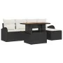 Conjunto de Comedor de Jardín de 6 Piezas con Cojines Negro Poliratán Acacia | Foro24.es | Tu tienda online para hogar, jardín y más Foro24.es