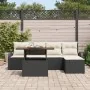 Conjunto de Comedor de Jardín de 6 Piezas con Cojines Negro Poliratán Acacia | Foro24.es | Tu tienda online para hogar, jardín y más Foro24.es