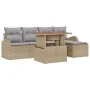 Conjunto de 6 Piezas de Comedor de Jardín con Cojines Beige Poliratán Acacia | Foro24.es | Tu tienda online para hogar, jardín y más Foro24.es