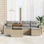 Conjunto de 6 Piezas de Comedor de Jardín con Cojines Beige Poliratán Acacia | Foro24.es | Tu tienda online para hogar, jardín y más Foro24.es