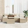 Conjunto de Comedor de Jardín de 6 Piezas con Cojines Beige de Poliratán y Acacia | Foro24.es | Tu tienda online para hogar, jardín y más Foro24.es
