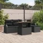 Set de comedor de jardín de 6 piezas con cojines, ratán negro y acacia de , Sofás de exterior - Ref: Foro24-3349575, Precio: ...