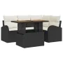 Juego de Comedor de Jardín de 5 Piezas con Cojines Negro Poliratán Acacia | Foro24.es | Tu tienda online para hogar, jardín y más Foro24.es