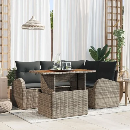 Juego de Sofás de Jardín Set de 5 Gris Ratán sintético, Acero, Tela by , Outdoor sofas - Ref: Foro24-3349579, Price: 375,66 €...