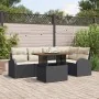 Conjunto de Comedor de Jardín de 6 Piezas con Cojines Negro Poliratán Acacia von , Outdoor-Sofas - Ref: Foro24-3349585, Preis...
