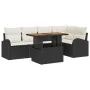 Conjunto de Comedor de Jardín de 6 Piezas con Cojines Negro Poliratán Acacia von , Outdoor-Sofas - Ref: Foro24-3349585, Preis...