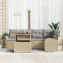 Juego de Comedor de Jardín de 6 Piezas con Cojines Poliratán Beige Acacia by , Outdoor sofas - Ref: Foro24-3349587, Price: 44...