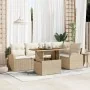 Juego de Comedor para Jardín de 6 Piezas con Cojines Beige de Poliratán Acacia | Foro24.es | Tu tienda online para hogar, jardín y más Foro24.es