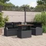 Conjunto de Comedor Jardín de 6 Piezas con Cojines Ratán Negro Acacia by , Outdoor sofas - Ref: Foro24-3349589, Price: 434,60...