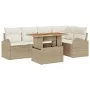 Juego de Comedor para Jardín de 6 Piezas con Cojines Beige de Poliratán Acacia | Foro24.es | Tu tienda online para hogar, jardín y más Foro24.es
