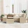 Juego de Comedor para Jardín de 6 Piezas con Cojines Beige de Poliratán Acacia | Foro24.es | Tu tienda online para hogar, jardín y más Foro24.es