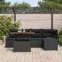 Conjunto de Comedor Jardín de 6 Piezas con Cojines Ratán Negro Acacia by , Outdoor sofas - Ref: Foro24-3349589, Price: 434,60...