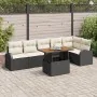 Juego de Comedor de Jardín de 7 Piezas con Cojines Negro Poliratán Acacia | Foro24.es | Tu tienda online para hogar, jardín y más Foro24.es