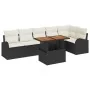 Juego de Comedor de Jardín de 7 Piezas con Cojines Negro Poliratán Acacia | Foro24.es | Tu tienda online para hogar, jardín y más Foro24.es