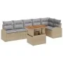 Conjunto de Comedor de Jardín de 7 Piezas con Cojines Beige Ratán Poliéster Acacia | Foro24.es | Tu tienda online para hogar, jardín y más Foro24.es