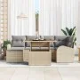 Juego de Comedor de Jardín de 7 Piezas con Cojines Beige de Ratán de Polietileno y Acacia de , Sofás de exterior - Ref: Foro2...