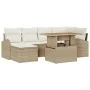 Juego de Comedor de Jardín de 7 Piezas con Cojines Beige Ratán Poliéster Acacia by , Outdoor sofas - Ref: Foro24-3349609, Pri...