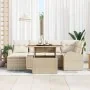 Juego de Comedor de Jardín de 7 Piezas con Cojines Beige Ratán Poliéster Acacia by , Outdoor sofas - Ref: Foro24-3349609, Pri...