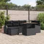 Juego de Comedor de Jardín de 7 Piezas con Cojines Negros de Ratán de Polietileno y Acacia by , Outdoor sofas - Ref: Foro24-3...