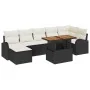 Conjunto de Comedor de Jardín de 8 Piezas con Cojines Negro Ratán Poliéster Acacia von , Outdoor-Sofas - Ref: Foro24-3349613,...