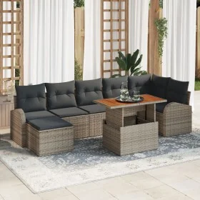 Conjunto de Jardín de 8 Piezas con Cojines Gris Poly Ratán Acacia von , Outdoor-Sofas - Ref: Foro24-3349614, Preis: 519,61 €,...