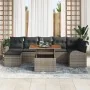 Conjunto de Jardín de 8 Piezas con Cojines Gris Poly Ratán Acacia by , Outdoor sofas - Ref: Foro24-3349614, Price: 521,16 €, ...