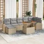 Conjunto de Comedor de Jardín de 8 Piezas con Cojines Beige Ratán Poliacacia by , Outdoor sofas - Ref: Foro24-3349615, Price:...