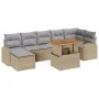 Conjunto de Comedor de Jardín de 8 Piezas con Cojines Beige Ratán Poliacacia by , Outdoor sofas - Ref: Foro24-3349615, Price:...
