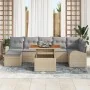 Conjunto de Comedor de Jardín de 8 Piezas con Cojines Beige Ratán Poliacacia by , Outdoor sofas - Ref: Foro24-3349615, Price:...