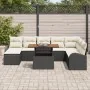 Conjunto de Comedor de Jardín de 9 Piezas con Cojines Negros de Poliratán Acacia de , Sofás de exterior - Ref: Foro24-3349620...