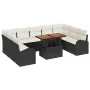 Conjunto de Comedor de Jardín de 10 Piezas con Cojines Negro Ratán Poli Acacia de , Sofás de exterior - Ref: Foro24-3349627, ...