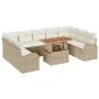 Juego de comedor de jardín de 10 piezas con cojines Beige Polirratán Acacia de , Sofás de exterior - Ref: Foro24-3349630, Pre...