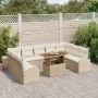 Juego de comedor de jardín de 10 piezas con cojines Beige Polirratán Acacia de , Sofás de exterior - Ref: Foro24-3349630, Pre...