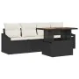 Juego de Comedor de Jardín de 5 Piezas con Cojines de Polirratán Negro Acacia von , Outdoor-Sofas - Ref: Foro24-3349767, Prei...