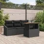 Conjunto de sofá de jardín Conjunto de 5 Negro Ratán, Poliéster de , Sofás de exterior - Ref: Foro24-3349771, Precio: 347,12 ...